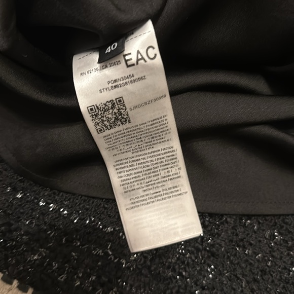 Marciano High Neck Black Dress with Zipper sparkly Tweed Bottom - Picture 5 of 6